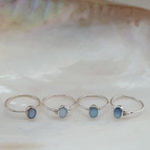 Blue Oval Shell Silver Ring