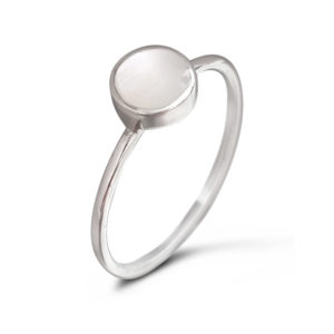 Round White Shell Silver Ring