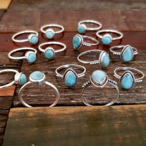 Water Drop Larimar Silver Ring