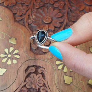 Water Drop Onyx Sterling Silver Ring