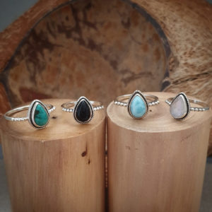 Water Drop Onyx Sterling Silver Ring