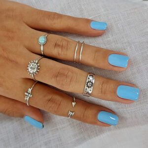 Blue Circle Amazonite Silver Gemstone Ring