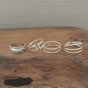 Double Fine Band Sterling Silver Ring Adjustable