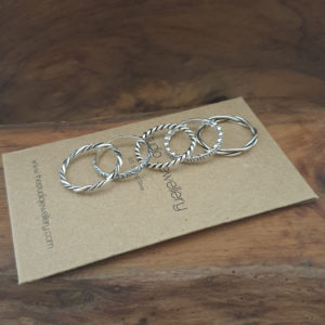 Oxidised Silver Twisted Rope Stacker Ring