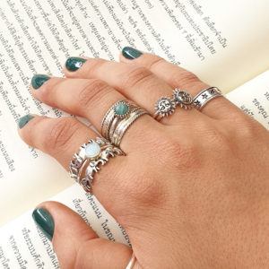 Double Rope Band Silver Ring