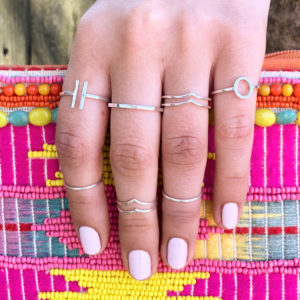 Small Double T Silver Ring