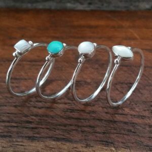 Small Fine Mother of Pearl Circle Silver Ring