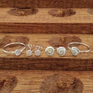 Small Fine Mother of Pearl Circle Silver Ring