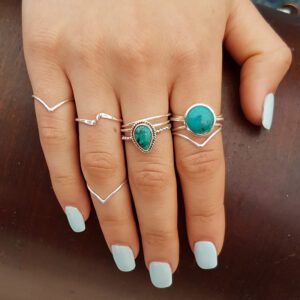 Water Drop Turquoise Silver Ring