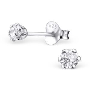 3mm CZ Sterling Silver Classic Earring Studs
