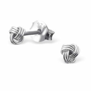 Sterling Silver 4mm Knot Earring Studs