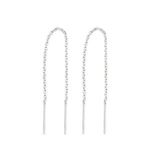 Small Bar Threader Silver Earrings