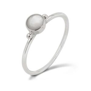 Small Fine Mother of Pearl Circle Silver Ring