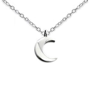 Crescent Moon Sterling Silver Pendant Necklace