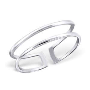 Double Fine Band Sterling Silver Ring Adjustable