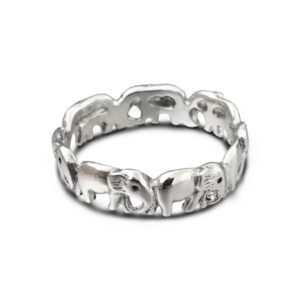 7 Elephants Band Sterling Silver Ring