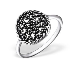 Filigree Circle Ring in Darkened 925 Sterling Silver