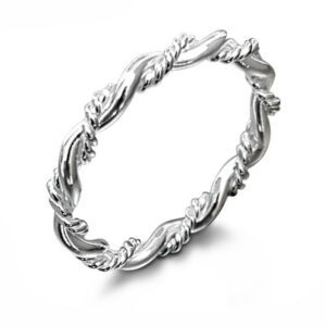 Polised Silver Twisted Rope Stacker Ring