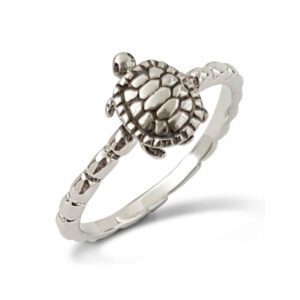 Small Turtle Silver Ring