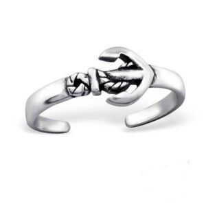 Anchor Knuckle Ring in Oxidised Solid Sterling Silver