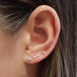 Extra Small Silver Cubic Zirconia Ear Studs