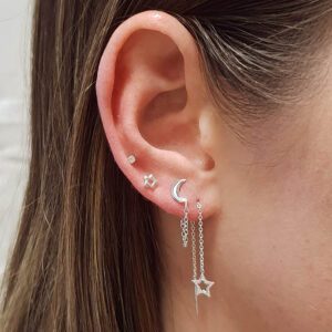 Extra Small Silver Cubic Zirconia Ear Studs