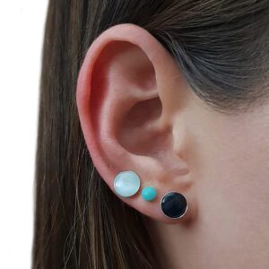 Light Blue Shell Circle Earring Studs