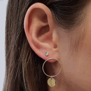 Flat Round Disc Silver Sleeper Studs