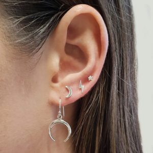 Half Moon Silver Earring Studs