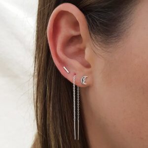 Man in the Moon 925 Sterling Silver Ear Studs