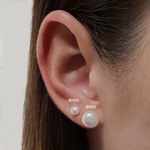 Small 4mm Sterling Silver Freshwater Pearl Earring Studs