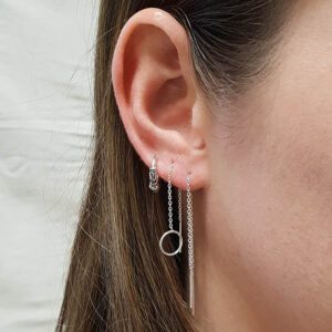 Small Bar Threader Silver Earrings
