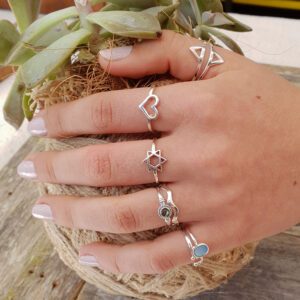 Blue Oval Shell Silver Ring