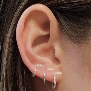 Small 8-16mm Sterling Silver Hoop Sleeper Earrings