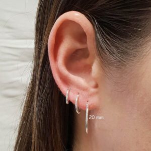 Medium 20-40mm Slim Sterling Silver Hoop Earrings