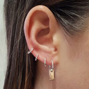 Bar Tag Silver Hoop Earrings