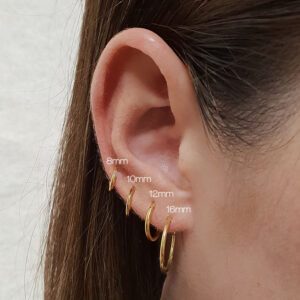 Small 8-16mm Gold on Sterling Silver Hoop Sleeper Earrings