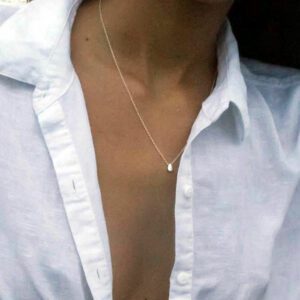 Tiny Water Drop Sterling Silver Pendant Necklace