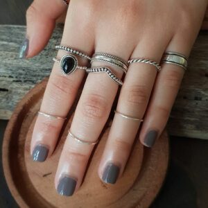 3mm Beaded Silver Stacker Band Ring