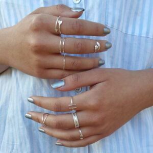 Double Fine Band Sterling Silver Ring Adjustable