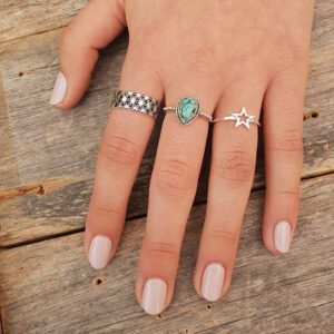 Star Band Adjustable Silver Ring