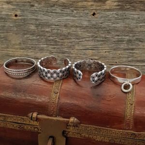Star Band Adjustable Silver Ring