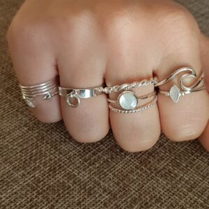 Polised Silver Twisted Rope Stacker Ring