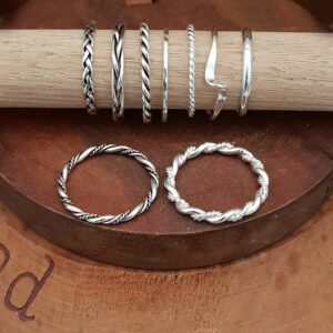 Polised Silver Twisted Rope Stacker Ring