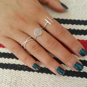 Small Double T Silver Ring