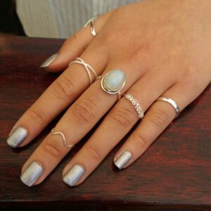 3mm Plain Band Adjustable Mid Finger Silver Ring