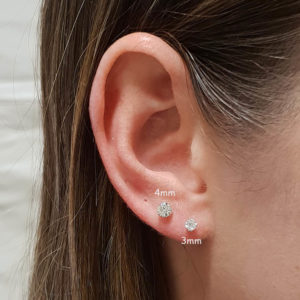 4mm Sterling Silver Round Cut CZ Earring Studs