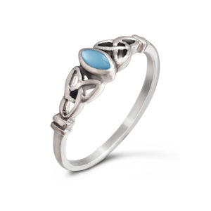 Fine Celtic Blue Shell Silver Ring