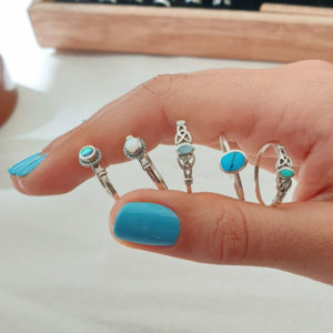 Fine Celtic Blue Shell Silver Ring