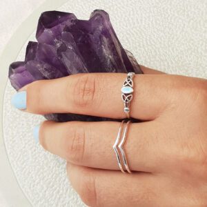 Fine Celtic Blue Shell Silver Ring